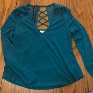 Small Long Sleeve Lace Accent Shirt